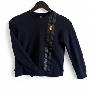 Official Ferrari Black Kids' Long-Sleeve Sweatshirt with Yellow Shield Logo